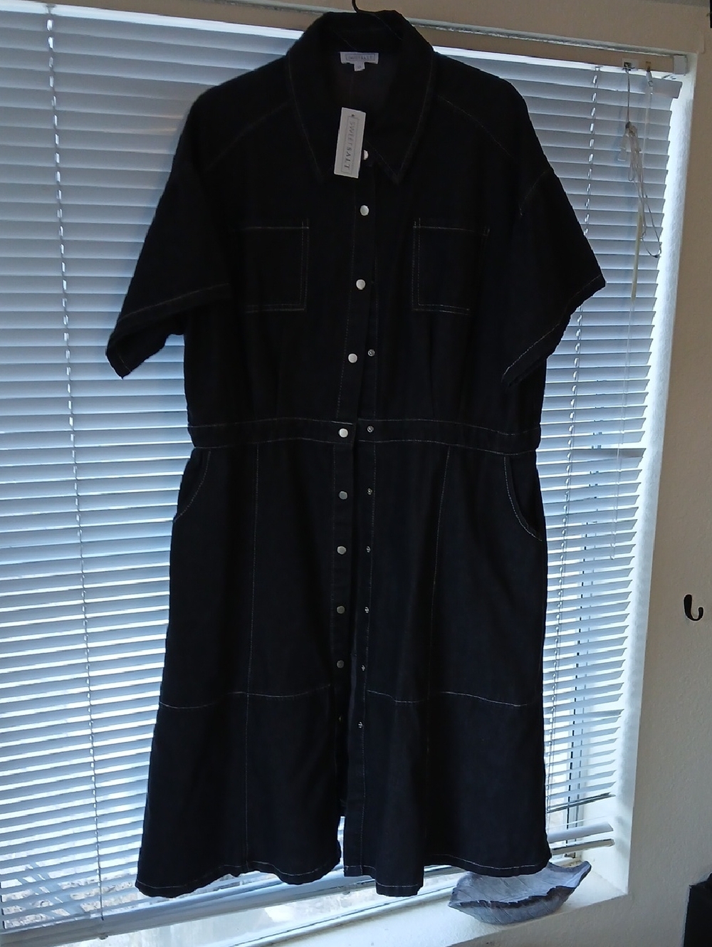 Sweet Salt 3X Black Wash Snap-Button-Front Denim "Gwen" Dress